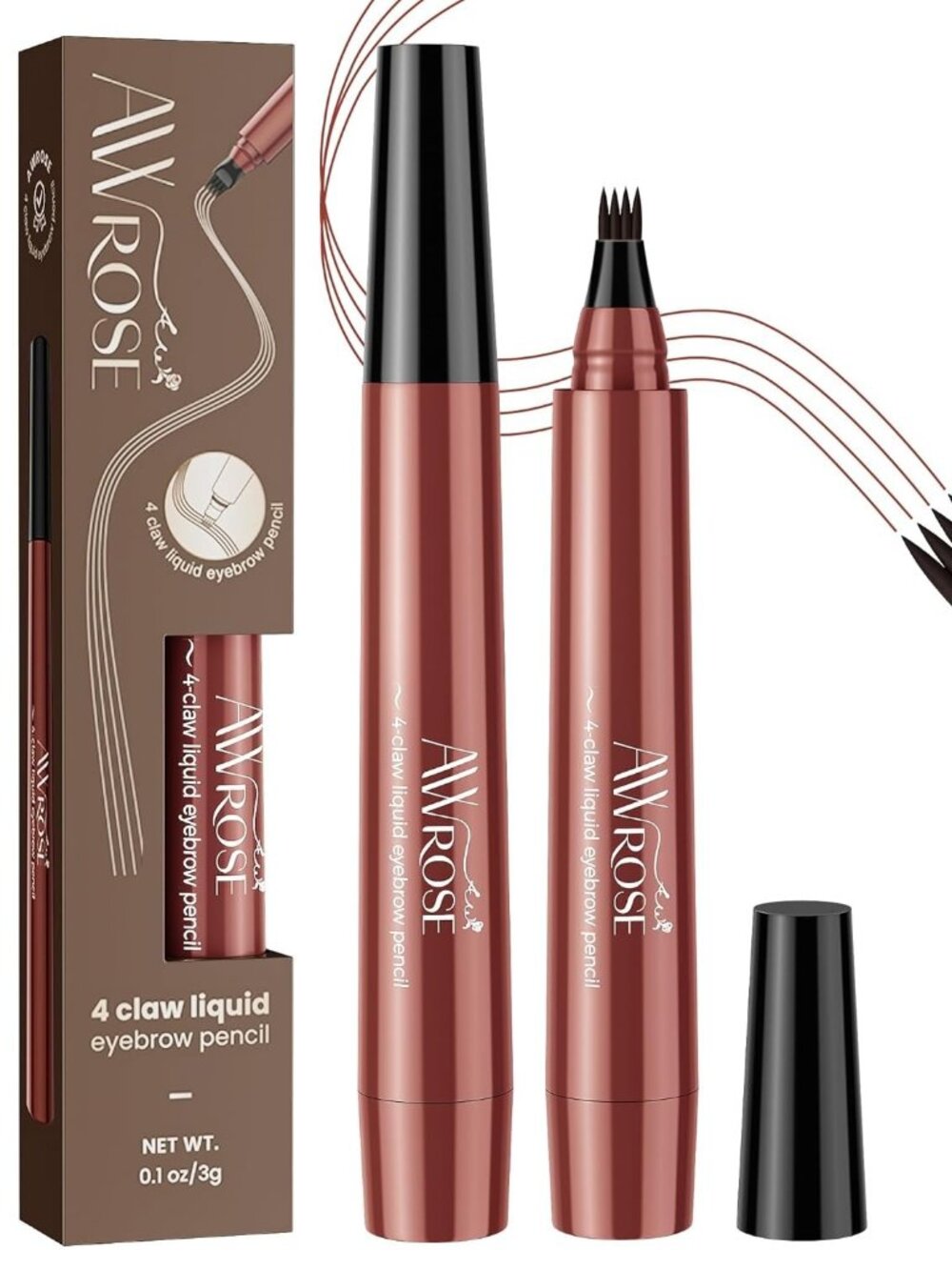 3D Microblading Eyebrow Pen 4 Fork Tip Pencil Brown Waterproof Liner 2 Pack New